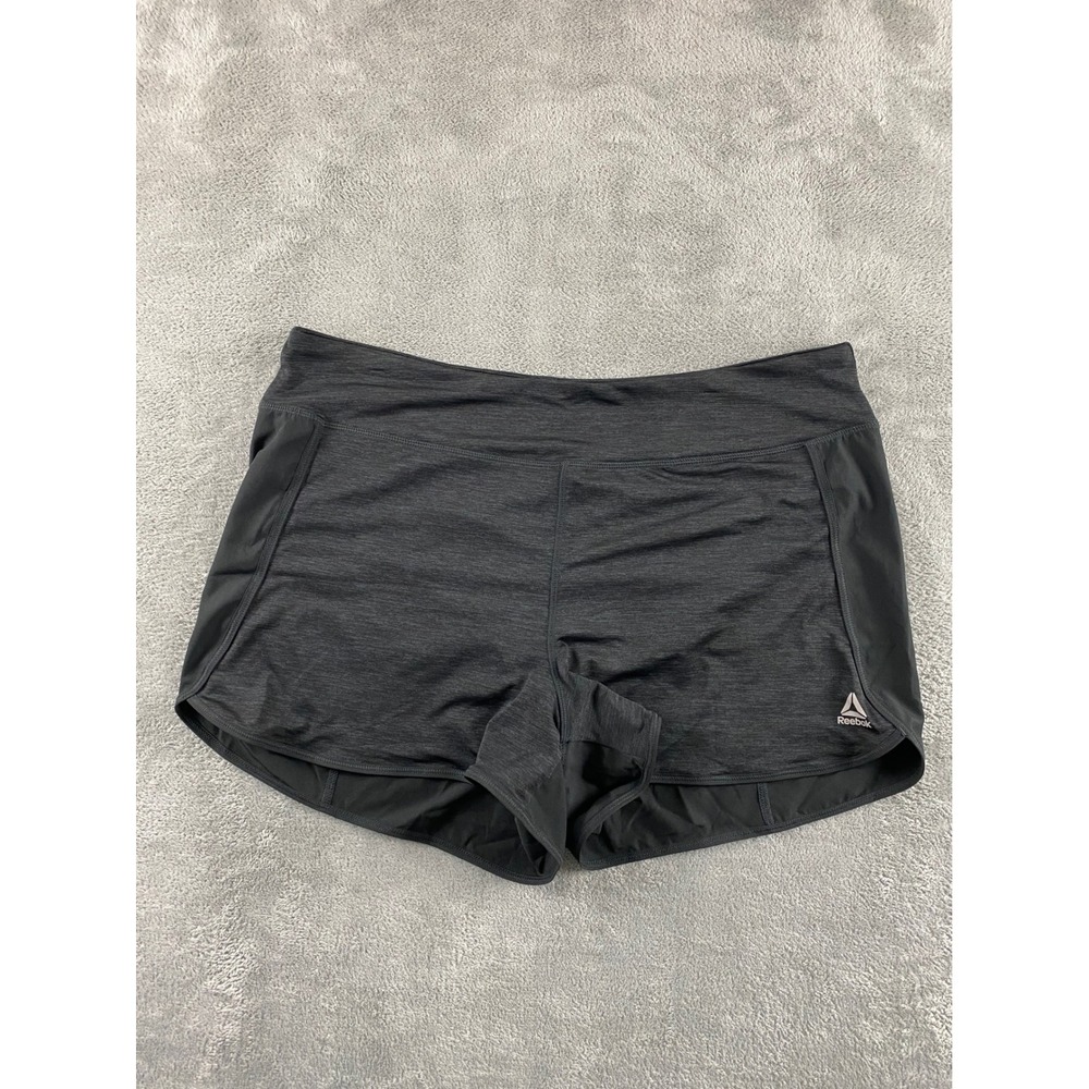 Reebok Womens XL Running Shorts Charcoal Grey Space Dye Athletic Gym Liner XL